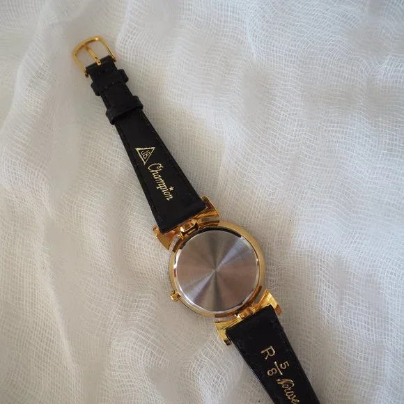 Pierre Nicol gold crystal lug faceted black leather watch - Picture 11 of 14